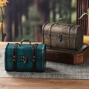 Retro Wooden <b>Storage</b> <b>Box</b> Portable Flip Lid For Home Jewelry Cosmetic Document Organizer Decorative <b>Box</b> - Product Image 1