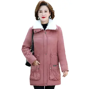 AIMINYZ New Elegant Design Customi Fashion Slim Fit Slim Drawstring Waist Fold Collar Candy Color Lamb Fleece Mid length Coat