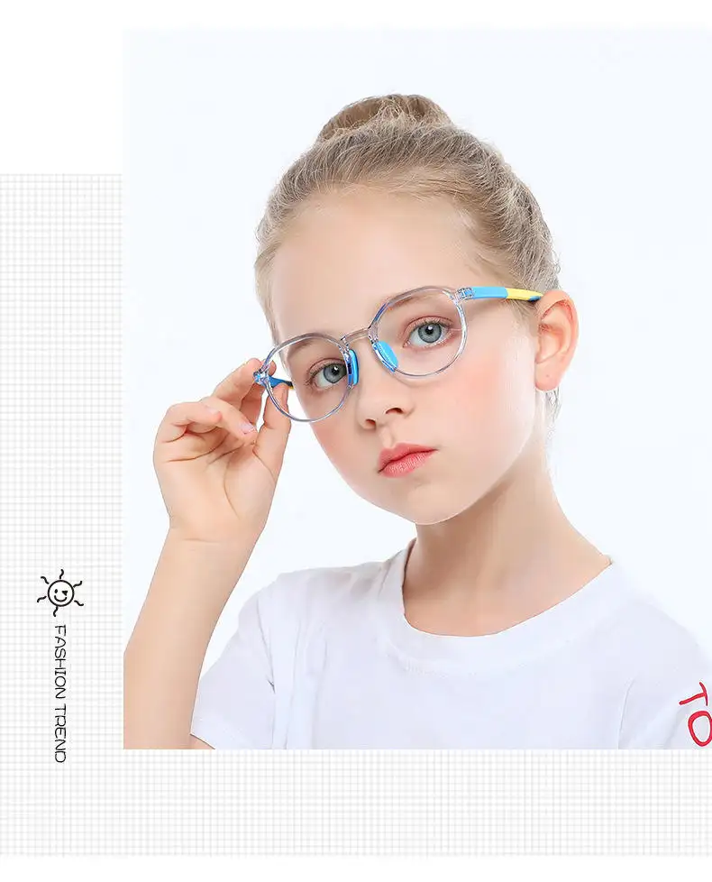 2023 सड़क पर TR90 Rimless चश्मा फ्रेम लड़कों लड़कियों विरोधी नीले प्रकाश दर्पण फैशन चश्मा बच्चों के लिए