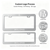 BOLONG Cadre de plaque d'immatriculation en plastique ABS pour voiture, norme américaine, avec logo personnalisé imprimé, support de plaque d'immatriculation noir, taille américaine, vente chaude