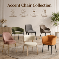 Collection de fauteuils Accent, 6 styles, fauteuils rembourrés en tissu bouclé velours, design moderne incurvé, salon, chambre, maison
