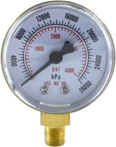 Regulador de Oxigênio JZWELD Y-50 de 2 Polegadas com Manômetros de Pressão Baixa e Alta - 0-100 psi & 0-4000 psi Rosca de 1/8\" - Product Image 1