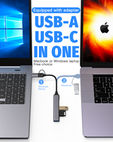 Hub USB 3.0 4 ports ultra-fin tressé pour MacBook, Mac Pro, Mac Mini, iMac, Surface Pro, XPS, PC, clé USB, disque dur mobile