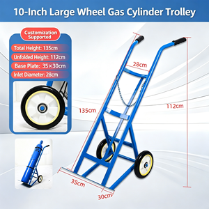 1. Chariot à roulettes robuste pour bouteilles de gaz portables avec poignée ergonomique pour usine de soudage, laboratoire, hôpital - Product Image 4