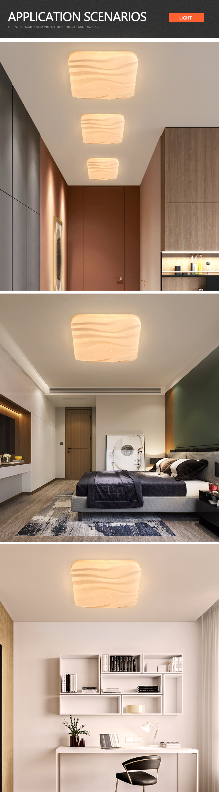 New Product 16Watt 24Watt 56Watt Plastic Shade Square LED Ceiling Light