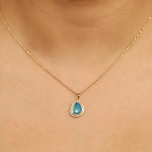 Classic Black <b>Opal</b> <b>Necklace</b> October Birthstone Teardrop <b>Pendant</b> 14K Solid Gold Dainty Minimalist Fine Jewelry Elegant Gift - Product Image 4