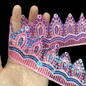 Harga pabrik payet berwarna Trim <span class=keywords><strong>Mesh</strong></span> poliester kain pita berkumpul bunga Crochet renda Trim untuk garmen rumah tekstil - Product Image 2