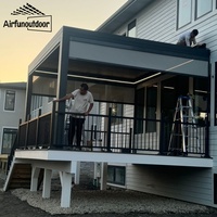 Pergola bioclimatique Airfun Outdoor Custom MDF écologique avec toit électrique réglable, imperméable et structure d'ombrage LED.