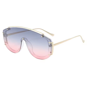 Gafas de Sol de Moda con Lentes de PC de una Sola Pieza, Degradado, Unisex, Metálicas, Modernas, de Gran Tamaño - Product Image 2