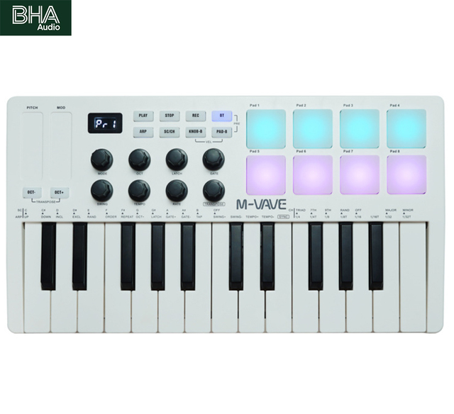 BHA SMK-25 MIDI Keyboard Controller Portable Composition RGB Pad Instrument 8customizable Knob Capacitive Touch bar CE FCC RoHS