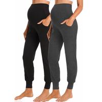 Pantalon de maternité pour femme, pyjama de grossesse, legging, jogging, pantalon de survêtement à revers, extensible, pour la grossesse