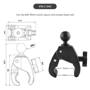 Nuevo Soporte de Bola Grande Tough-Claw 2025 con Base de 1.5''/38mm/C, Tamaños C, VIN-B-043 para Barras o Tubos de 30mm-70mm de Diámetro, VIN-C-043 - Product Image 4