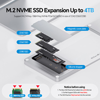 Hub USB C PULWTOP para iMac de 24 Pulgadas M1/M3/M4 con Carcasa para SSD M.2, USB-A/C 3.2 10Gbps, 2 USB-A 2.0, SD/TF Plateado