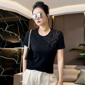 Nuovo Stile T-shirt Cheongsam Nazionale Migliorata a Maniche Corte da Donna, Top Moda Cinese Retrò con Fibbia - Product Image 3