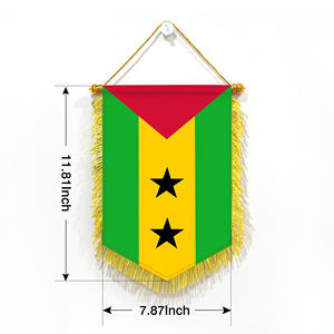 Drapeau en brocart à franges <span class=keywords><strong>de</strong></span> Sao Tomé-et-Principe, 11,81 x 7,87 pouces, personnalisé en gros, drapeaux décoratifs <span class=keywords><strong>de</strong></span> bureau avec des couleurs vives - Product Image 4