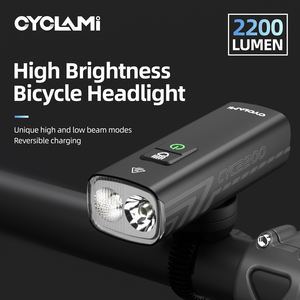CYCLAMI Feu de vélo haute luminosité 2200 lumens, multifonction, rechargeable, <span class=keywords><strong>pour</strong></span> vélo de route, <span class=keywords><strong>VTT</strong></span>, éclairage avant - Product Image 2