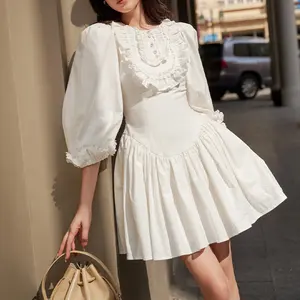 Летняя мини-одежда на заказ в стиле бохо, женское льняное платье из органического хлопка, белое свободное винтажное платье для женщин