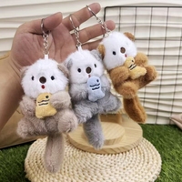 Nouveau porte-clés lumineux 3D en peluche de loutre de mer de dessin animé, couineur, en coton PP doux, breloque de sac