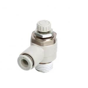 Nouveau contrôleur de vitesse en ligne SMC |   Modèle AS2201F-01-06S avec raccord à enfoncement pour une installation facile et un contrôle précis du débit d'air - Product Image 1