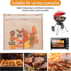 Factory Direct Sale Rotisserie Ptfe Coated Bbq <b>Mesh</b> <b>Grill</b> Bags Bbq <b>Mesh</b> <b>Grill</b> Bags <b>for</b> Outdoor <b>Grill</b> Reusable Non Stick Bbq Mat - Product Image 6