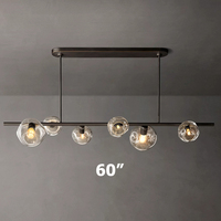 Lustre suspendu en verre transparent en forme de boule de 60 pouces, style moderne, pour hôtel, maison, salle à manger