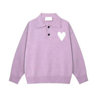Pull à manches longues pour homme personnalisé OEM avec col en jacquard en forme de cœur pour chemise POLO