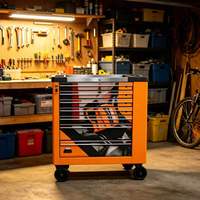 Armoire à outils roulante robuste à 7 tiroirs, impression graphique personnalisée, verrouillable, chariot de rangement mobile pour garage