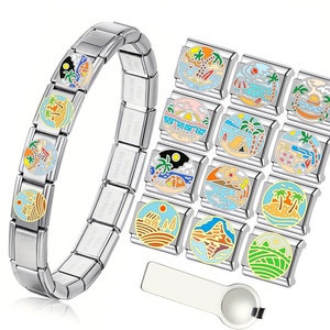 Chaîne à maillons en acier inoxydable plaqué platine, élastique, pour DIY, résistante à la plage, au sable et à l'eau de mer, maillons de chaîne soudés, bracelet modulaire italien - Product Image 1