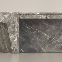 Table à manger en marbre gris, trapézoïdale inclinée, avec structure intégrée, en pierre sculptée, mobilier de salle à manger, maison de rêve