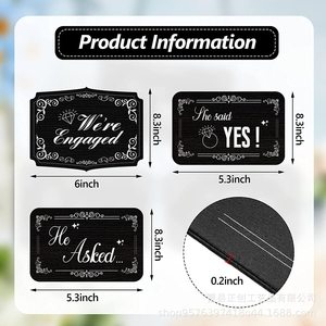 Wooden Hanging <b>Engagement</b> Sign Black Rectangle Wall Mount For Wedding Party <b>Decorations</b> - Product Image 4