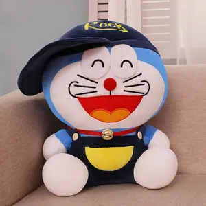 Creative Design Kawaii Doraemoned Multi-expression Stuffed Cat Plush Toy Plump Blue Dressed Doll Kids' Birthday Gift