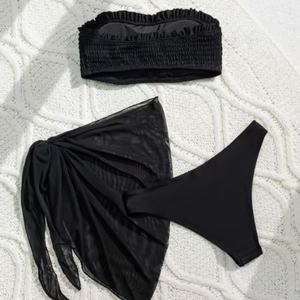 Maillot de bain bikini personnalisé 2023 pour femme grande taille avec découpes et cache-maillot intégré - Product Image 5