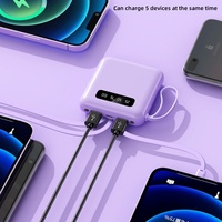 Precio al por Mayor con Cable Integrado, Mini Banco de Energía de 10000 mAh, Cargador Portátil con Logotipo Personalizado, Banco de Energía de 10000 mAh
