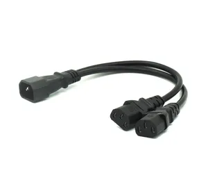 30CM Power Y Type Splitter Adapter Cable Single IEC 320 C14 Male To Dual C13 Female Short Cord For Computer Host Display