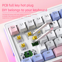 Keyboard X715-1, 68 tombol, dapat diisi ulang Anti Penuaan 2.4G BT nirkabel Mini Rgb Switch Gaming Keyboard mekanik untuk komputer