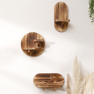 Étagère murale en bois KingWIN, forme ovale, présentoir pour la décoration de la maison, chambre, salon - Product Image 4