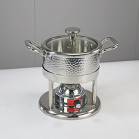 Marmite commerciale unique petit ensemble de chauffe-aliments marmite restaurant en acier inoxydable mini marmite trois pièces avec couvercle en verre