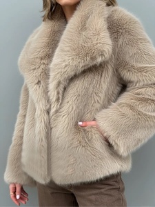 Manteau en fausse fourrure kaki Zeyu pour <span class=keywords><strong>femme</strong></span>, coupe slim, col large, épais, moelleux, écologique, chaud, mode hiver, ODM / OEM - Product Image 5