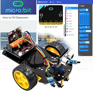 LAFVINマイクロビットスマートロボットカーマイクロビットカーキットプログラミング学生学習キット (マイクロビットメインボード付き)