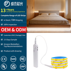 <span class=keywords><strong>Bande</strong></span> lumineuse <span class=keywords><strong>LED</strong></span> à détecteur de mouvement COB 5V alimentée par batterie, installation sans fil, éclairage d'ambiance pour armoires, chevet, escaliers, couloirs - Product Image 1