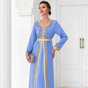 Neuer Großhandel Fabrik Bekleidungs lieferant Chiffon Diamant besetzte arabische Dubai Bankett kleid Perlen Damen arabische Kleidung