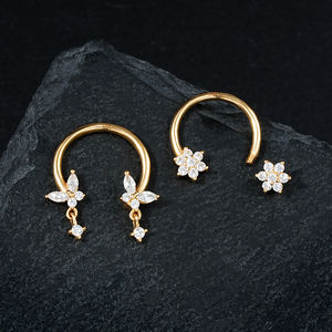 14k Vàng Ấn Độ thông tư Barbell Claw thiết lập CZ móng ngựa vách ngăn <span class=keywords><strong>piercing</strong></span> Vàng mũi vòng cơ thể <span class=keywords><strong>piercing</strong></span> đồ trang sức cho phụ nữ - Product Image 2