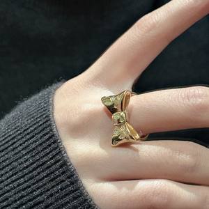 Bague papillon en argent pur S925, simple et élégante, style européen et américain, avec incrustation, plaqué or 18 carats, vente en gros - Product Image 2