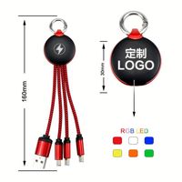 Cadeau promotionnel 3 en 1 Câble de charge avec logo lumineux Mini porte-clés universel Câble USB