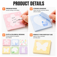 Blocs-notes adhésifs personnalisés en PET, motifs floraux et dessins animés, pastel, feuilles de notes à forte adhérence pour l'école, le bureau et les fournitures de papeterie quotidiennes