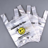 Groothandel op maat gemaakte HDPE LDPE plastic T-shirt vest boodschappentassen voor bedrijven, supermarkten, levensmiddelenwinkels, retail, met logo.