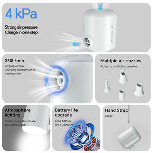 पोर्टेबल वायरलेस मिनी इलेक्ट्रिक बैटरी प्रकार-सी रिचार्जेबल 2200mah 4kpa मल्टी-वाल्व एयर पंप बाहरी कैंपिंग एयर बेड के लिए - Product Image 4