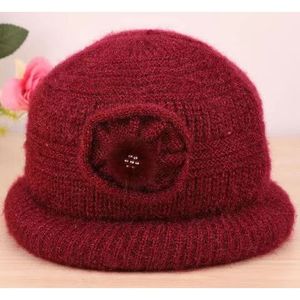 Chapeau Bob Rond en Éponge Bordeaux Doublé Polaire Chaud Hiver Femme Décontracté 54-56CM - Product Image 1