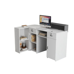 مكتب استقبال حديث على شكل حرف L لمتاجر الملابس الصغيرة محلات الحلاقة طاولة الصراف الخشبية البسيطة - Product Image 5