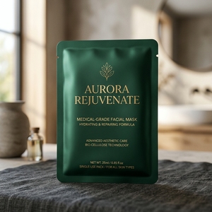 Bolsa Plana Cosmética Laminada con Papel <span class=keywords><strong>de</strong></span> Aluminio, Impresa a Medida, Mate, con Sellado <span class=keywords><strong>de</strong></span> Tres Lados, para Mascarillas Faciales, Envase <span class=keywords><strong>de</strong></span> Un Solo Uso - Product Image 3